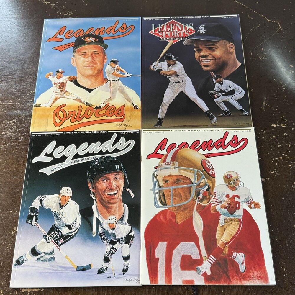 Legends Magazines Lot Of 4 Near Mint With Uncut Sports Cards Uncut Postcards Vtg